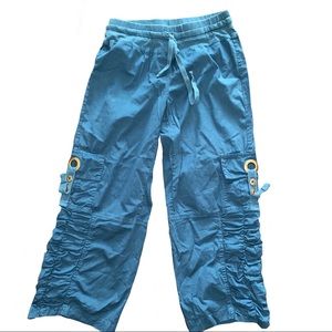 XCVI- Ruched Teal Cargo Pants